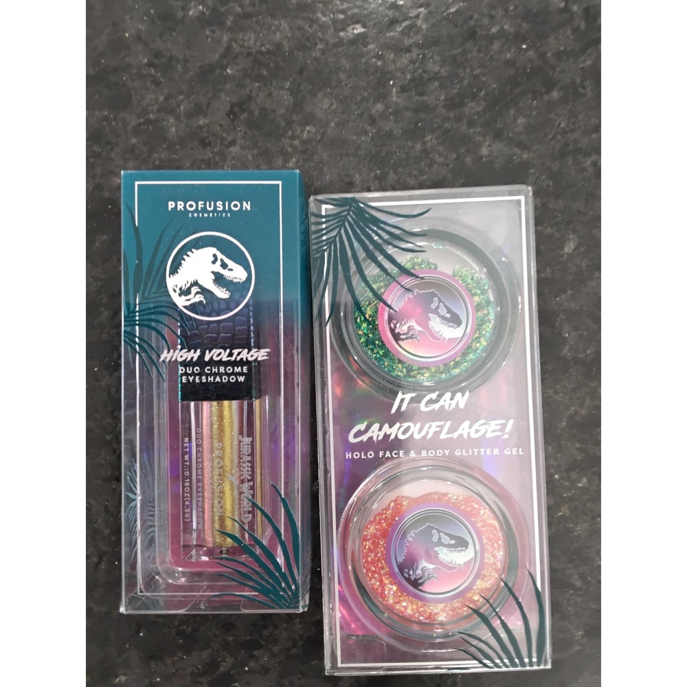 Profusion x Jurassic World Duo Chrome Eyeshadow & Holo Face Body Glitter Gel Set